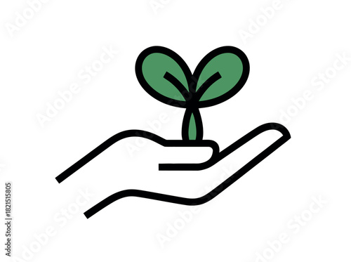 A delicate green seedling sprouts from an open hand, symbolizing growth and new beginnings in a nurturing environment.