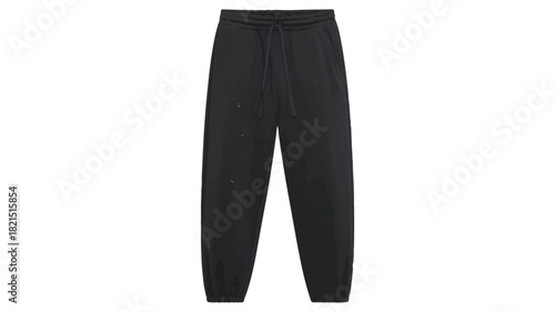 Black Sweatpants with Drawstring Isolated on White Background trousers clothing