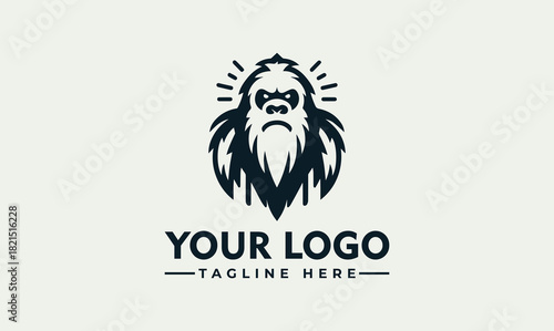 Gorilla face vector logo illustration for animal brand or business with template