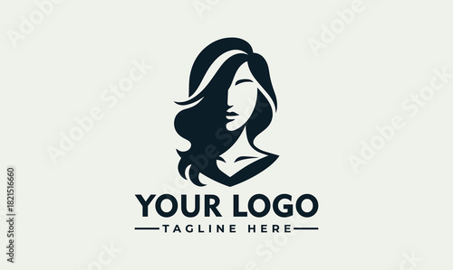 Elegant woman face vector logo illustration for beauty and fashion brands