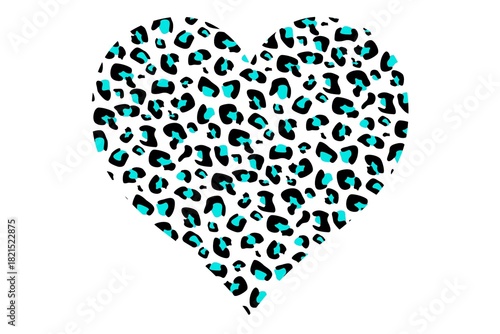 Heart with leopard print isolated on white background