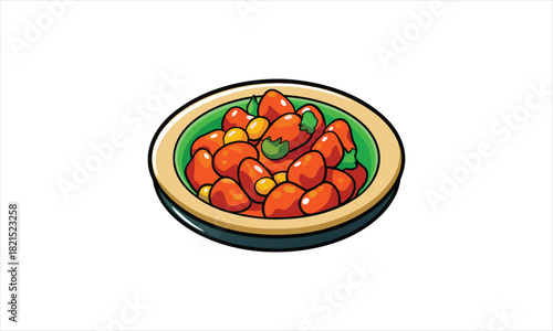Traditional Food Bowl Illustration