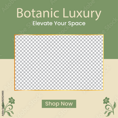 Elegant botanic luxury elevate your space advertisement with shop now button