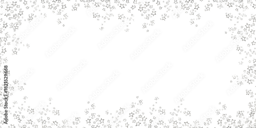 Obraz premium Silver foil Frame. Snowflakes and stars border the isolated PNG illustration. Silver wave dust. Snow particles create a magical winter backdrop for wedding,vip cover template,grand opening,flyer.