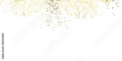 Schilderij op canvas Golden foil dust and gold flakes shimmer border the isolated PNG illustration sparkle splatter border
