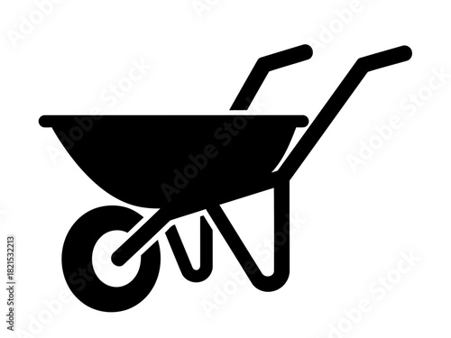 Simple wheelbarrow silhouette icon vector graphic