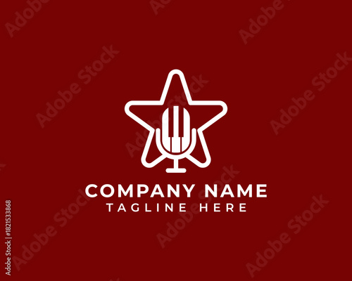 Modern microphone minimalist logo design