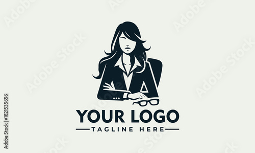 Elegant Businesswoman Vector Logo Illustration for Professional Branding