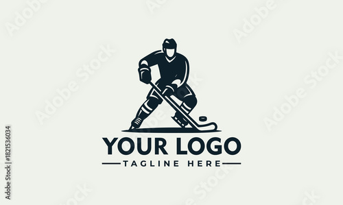 Hockey Player Vector Logo Illustration Sport Icon Design