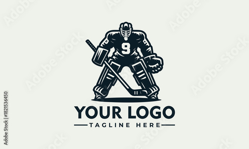 Hockey Goalie vector logo illustration of a sports player
