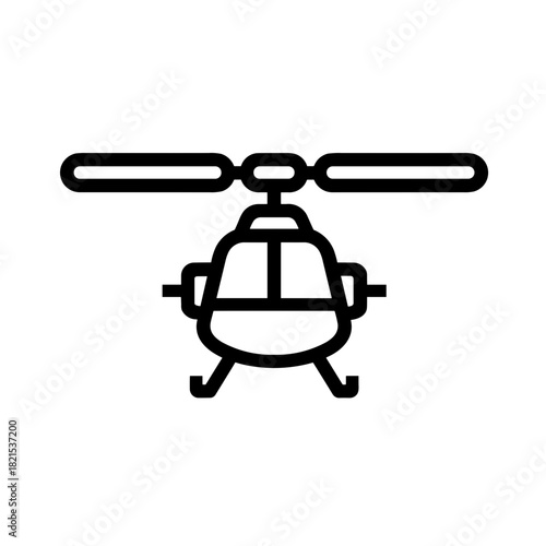 Minimalist Silhouette of an Airborne Rotorcraft Helicopter Icon