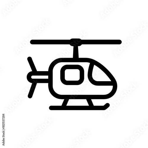 Minimalist Silhouette of an Airborne Rotorcraft Helicopter Icon