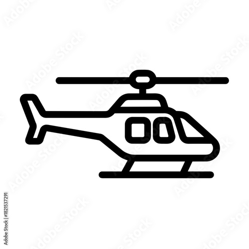 Minimalist Silhouette of an Airborne Rotorcraft Helicopter Icon
