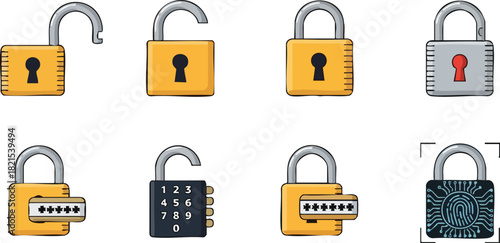 Secure Locks Protection Icons for Website & App Design