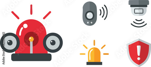 Vibrant Vector Security Icons Alert Systems & Safety Measures