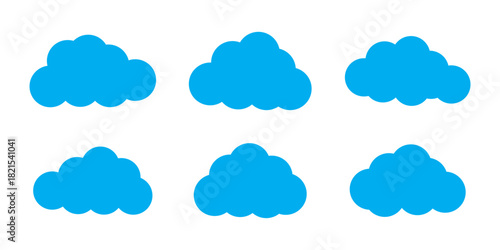 Set of cartoon clouds in flat style. white cloud collection Many white clouds for design