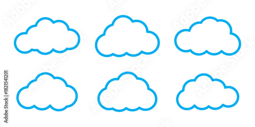 Cloud icon set - vector. cloud symbol in line and glyph style. Vector illustration