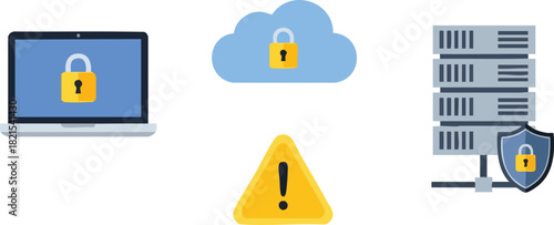 Secure Digital Data Cloud Computing & Data Protection Illustration