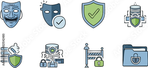 Cybersecurity Icon Set Privacy, Protection and Data Security Visuals