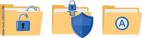 Data Security Protecting Digital Folders with Padlocks and Shields