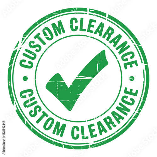 Green custom clearance stamp with check mark
