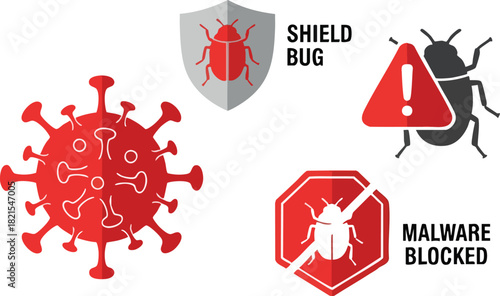 Shielding Against Viruses Security Icons for Protection