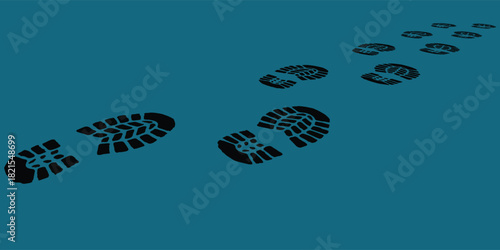 footprint shoe sole tracking path on transparent background, shoe footprint path vector illustration