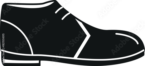 A black shoe with a white shoelace