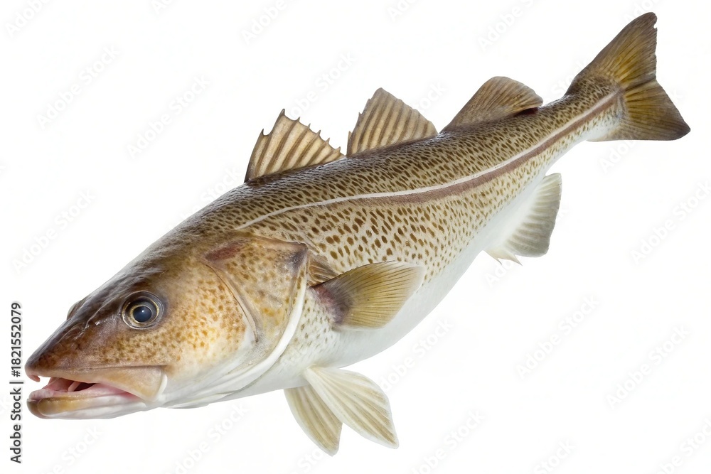 Fototapeta premium Fresh Atlantic cod fish isolated on white background