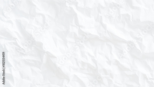 Crumpled white paper texture background with abstract folds and creases. Vector, illustration