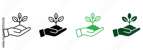Nurturing growth with care, a gentle hand holding a sprouting plant in soil, promising future success and environmental consciousness, ideal for sustainable business and eco-friendly initiatives