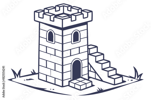 single building blocks tower icon, simple stacked rectangles, children’s toy concept, transparent background, premium clean vector