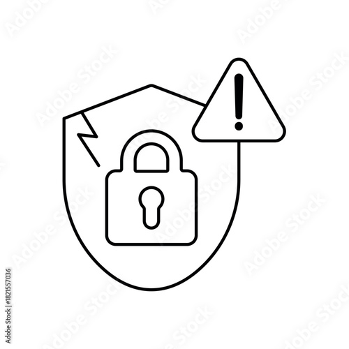 Security Breach icon outline editable stroke line drawing eps.