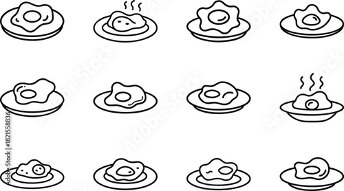 Minimalist Food & Drink Line Art Icon Set – Breakfast, Snacks, Coffee, Pastry, Pizza, Ramen, Wine, Asian Cuisine – Editable Black Outline Vector Bundle for Digital Use