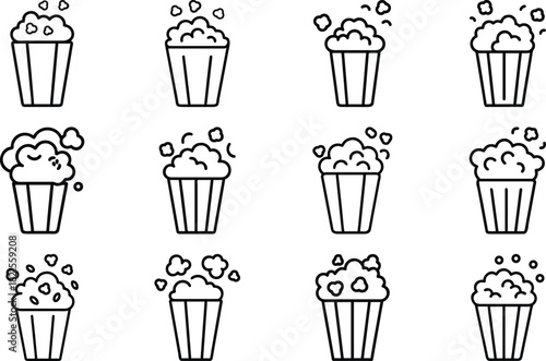 Minimalist Food & Drink Line Art Icon Set – Breakfast, Snacks, Coffee, Pastry, Pizza, Ramen, Wine, Asian Cuisine – Editable Black Outline Vector Bundle for Digital Use