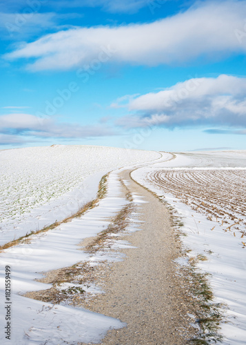 Snowy landscape in the hills of lower austria