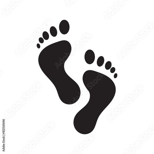 Footprint icon set. Barefoot footprints, shoe prints, child's footprints. Adults and children's steps - stock. vector.