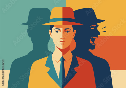 Contrasting dual personalities in modern flat design