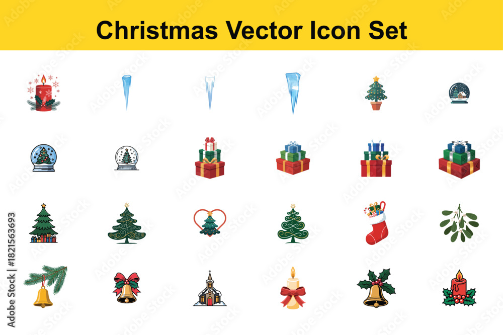Naklejka premium Christmas vector icon set collection for holiday design