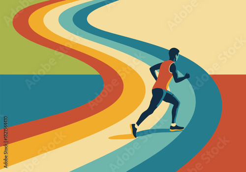 Dynamic abstract running track design with athlete in motion