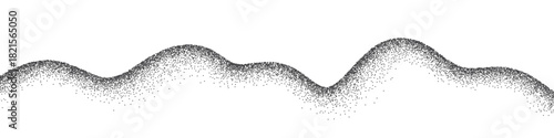Grain wavy background. Dot stipple wave, black noise dotted line with sand texture and grainy effect. Mountain, dessert, dune, water landscape. Abstract vector illustration