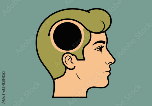Minimalist side profile with hollow head in retro style