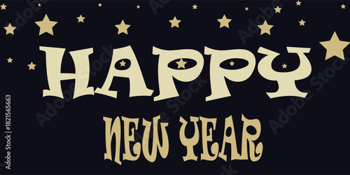 Happy newyear letters banner, vector art and illustration. can use for, landing page, template, ui, web, mobile app, poster, banner, flyer, background