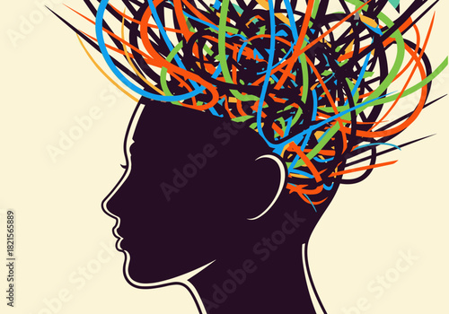 Colorful abstract silhouette with dynamic lines and creative energy