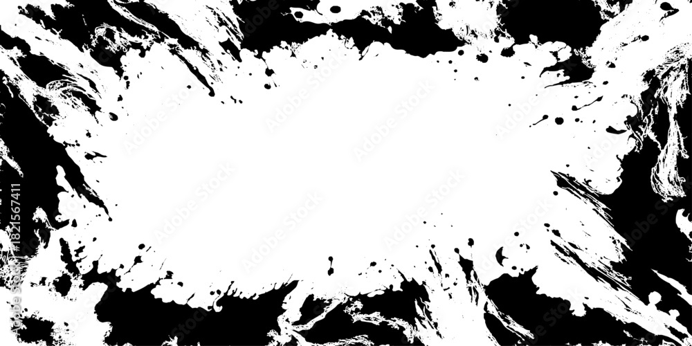 Obraz premium Abstract grunge Raw ink grunge border frame showcasing distressed elegance rough artistic edges brush painted brush strokes painted vintage texture abstract imperfection and atmospheric design mood. 