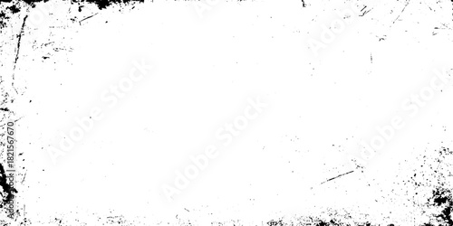 dotted and black and white particles are surrounding in the white background as distressed old stained vintage grunge texture.
