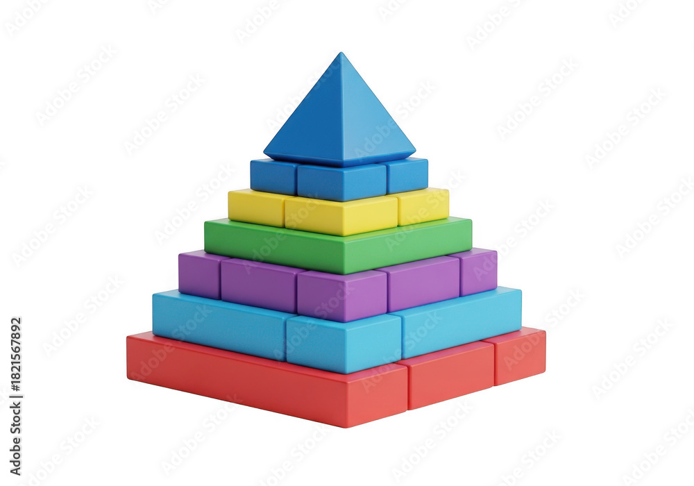 Fototapeta premium Colorful pyramid built of blocks isolated on transparent background