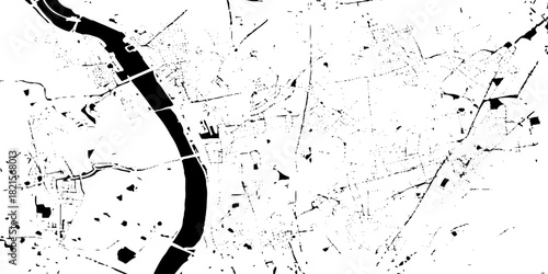 black and white sketch line art of grunge stained map concept abstract line silhouette vector design or line art of black cracked grunge texture. 