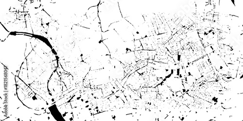 black and white sketch line art of grunge stained map concept abstract line silhouette vector design or line art of black cracked grunge texture. 