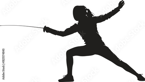 Fencing silhouette woman in en garde position